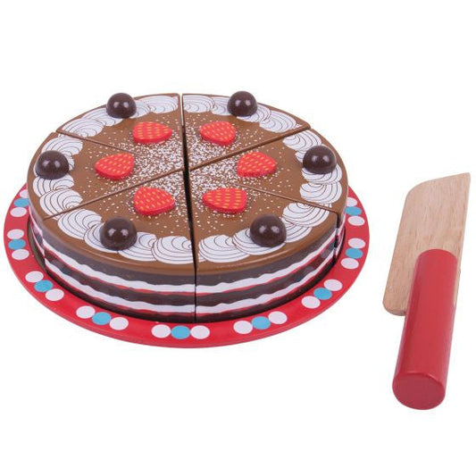 Wooden Chocolate Cake - play food set