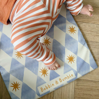 Travel Changing Mat - Blue Harlequin