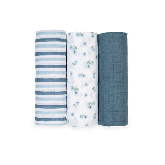 Lulujo - 3 Pack Mini Muslin Cloths - Blueberries