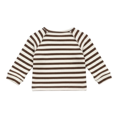 Brown & White Striped Thick Long Sleeve Top - The Little Hive
