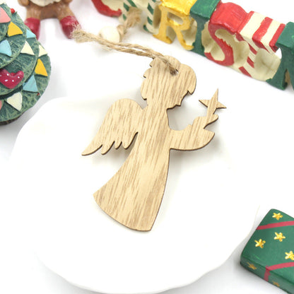 Pendentif décoratif en bois en forme de flocon de neige et d'élan pour Noël