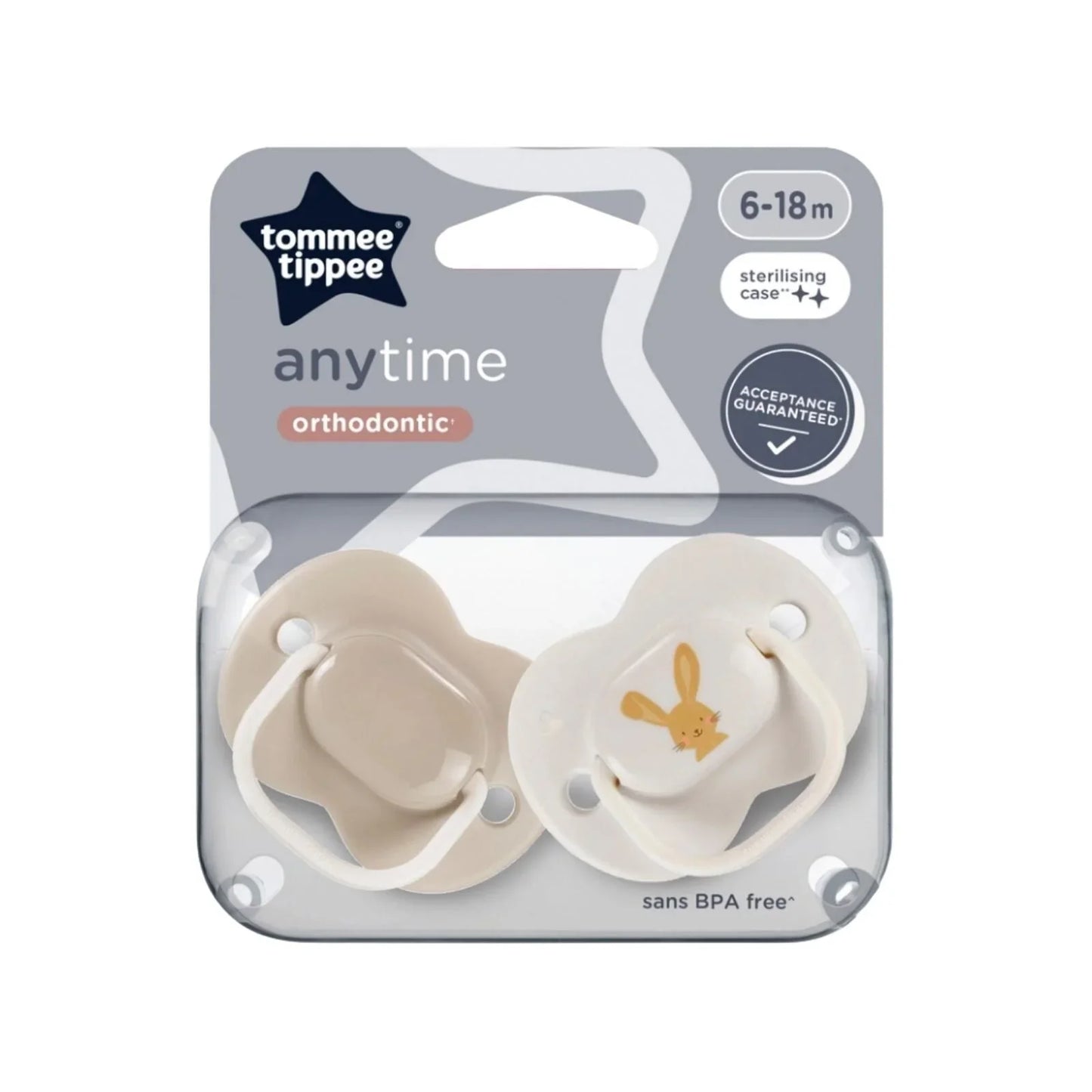 Sucettes Tommee Tippee Anytime 6-18 mois, lot de 2, assorties