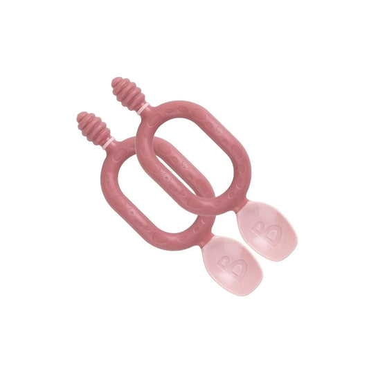 Cuillères de sevrage Bibado Dippit pour bébés de 6 mois et plus, lot de 2 - Rose poudré