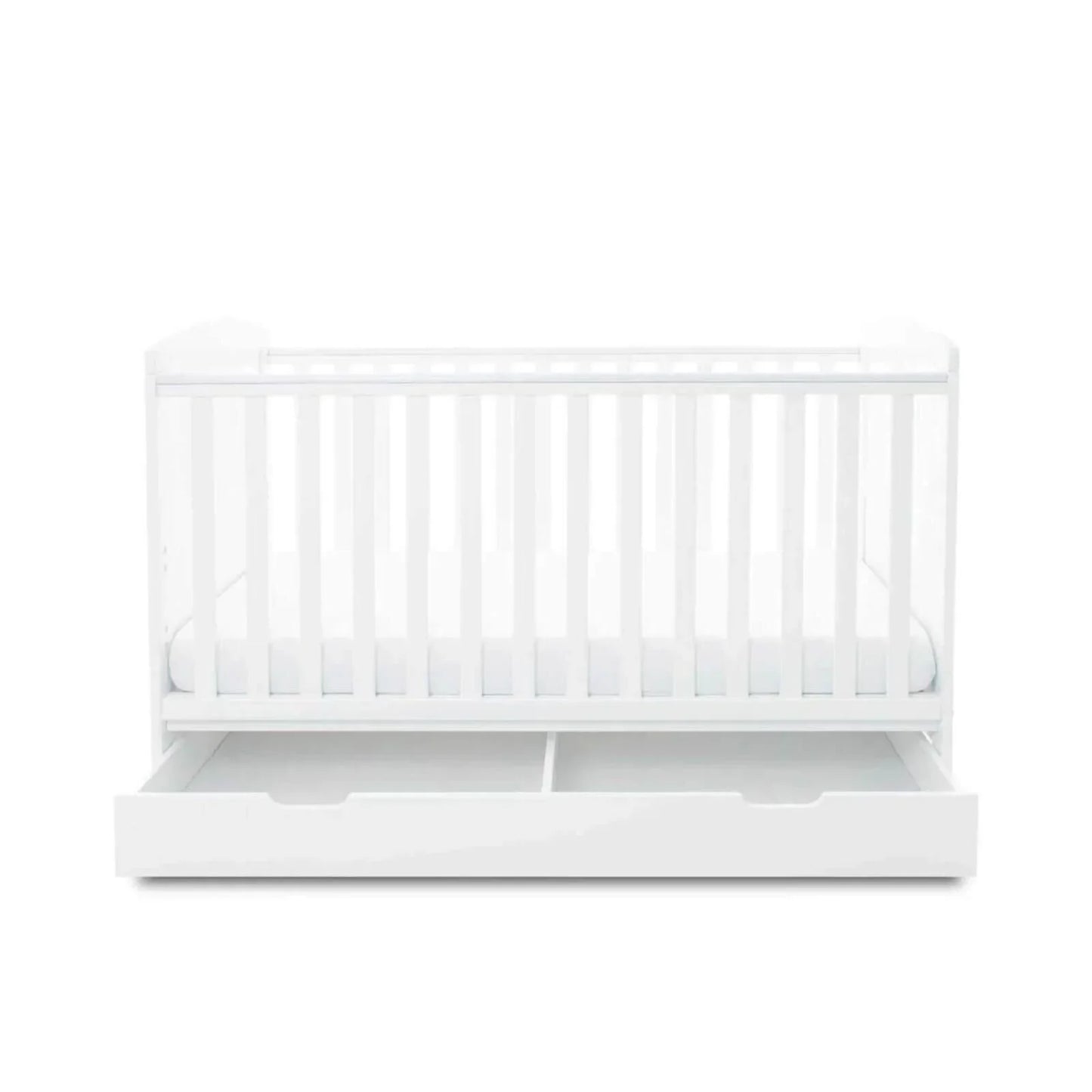 Ickle Bubba Coleby Classic Cot Bed & Under Drawer White - Fibre Mattress