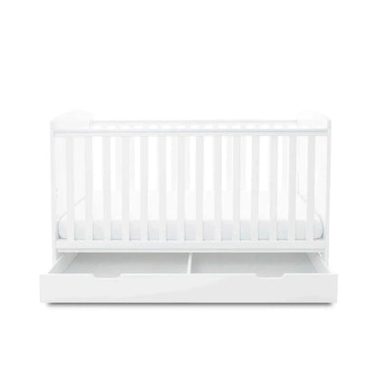 Ickle Bubba Coleby Classic Cot Bed & Under Drawer White - Fibre Mattress