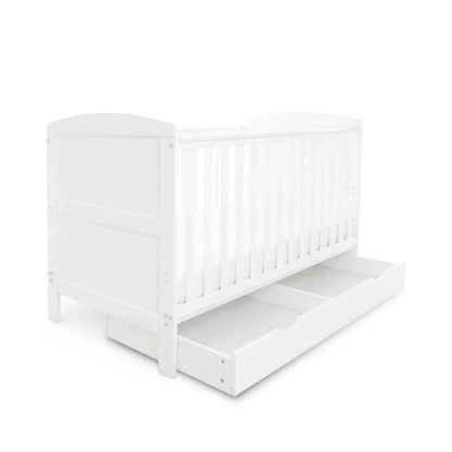 Ickle Bubba Coleby Classic Cot Bed & Under Drawer White - Fibre Mattress