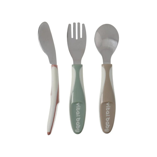Lot de 3 couverts Vital Baby Nourish pour enfants - Naturels