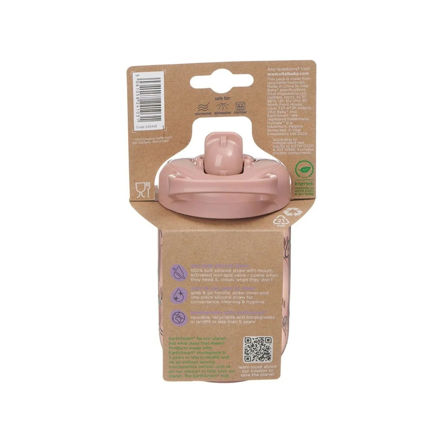 Vital Baby Hydrate Sippy Straw Cup 350ml - Natural Berry