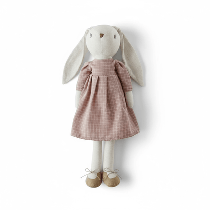 Classic Cotton Bunny Toy – Rose Check Dress - The Little Hive