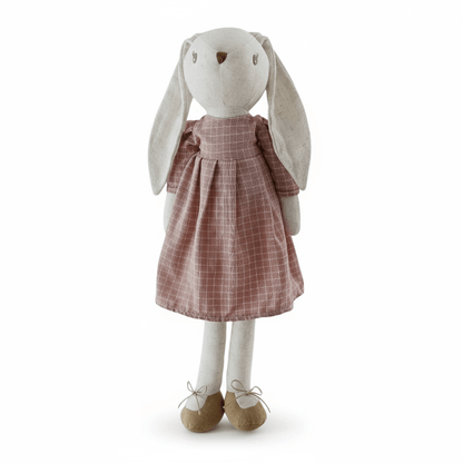 Classic Cotton Bunny Toy – Rose Check Dress - The Little Hive