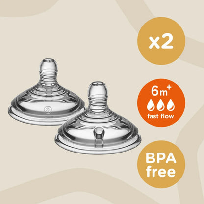 Tétines Tommee Tippee Closer to Nature Débit Rapide 6+ mois, lot de 2