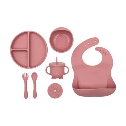 Ensemble d'alimentation en silicone BLW Essentials - Rose poudré