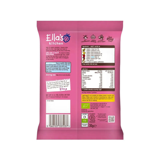Ella's Kitchen Biscuits fondants bio à la fraise et à la banane, goûter pour bébé dès 6 mois, 20 g