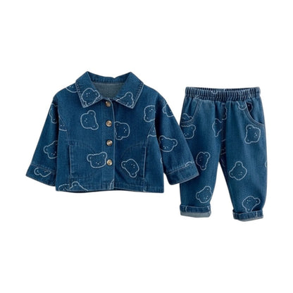 Denim Bear Print Jacket & Jogger Set (2 - Piece) - The Little Hive