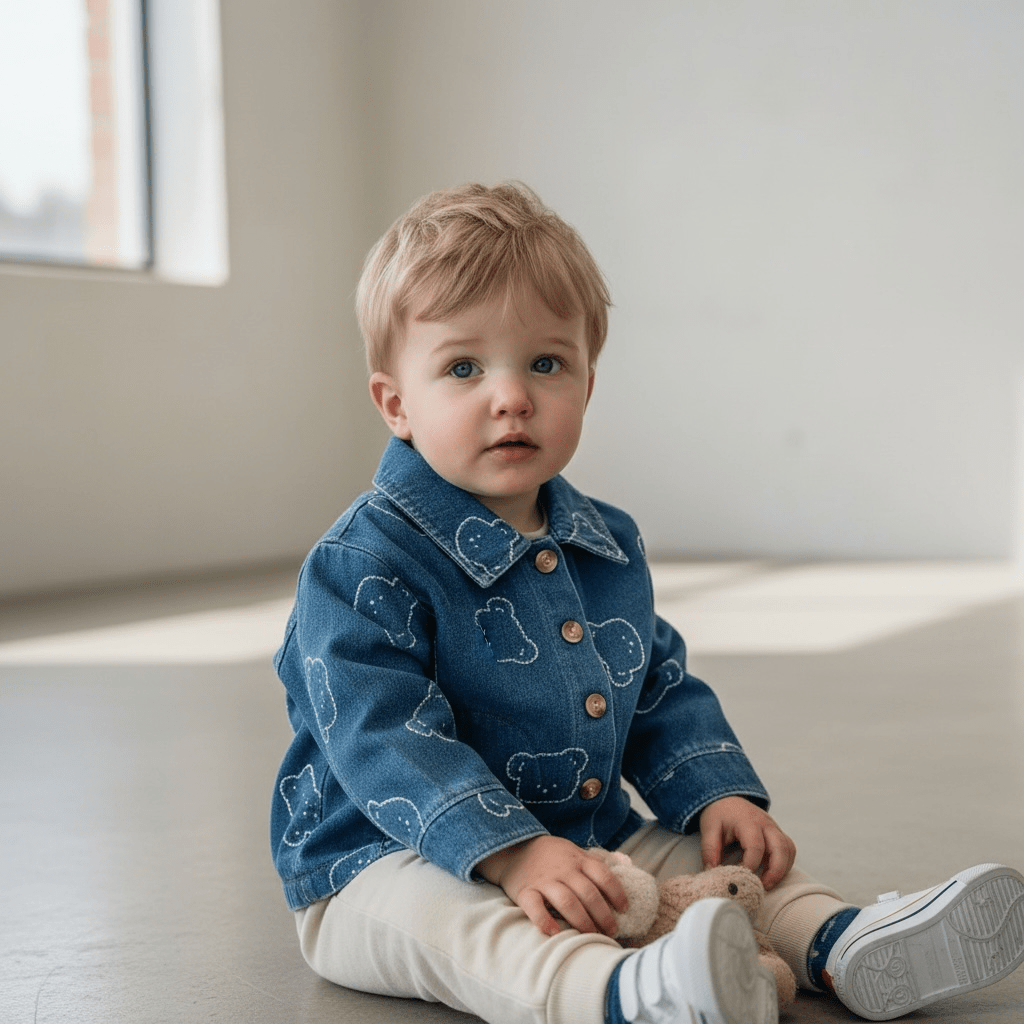 Denim Bear Print Jacket & Jogger Set (2 - Piece) - The Little Hive
