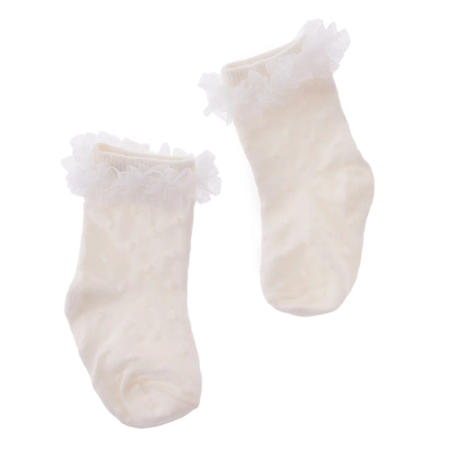 HelloBaby Girl Socks with Lace - White
