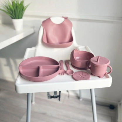 Ensemble d'alimentation en silicone BLW Essentials - Rose poudré