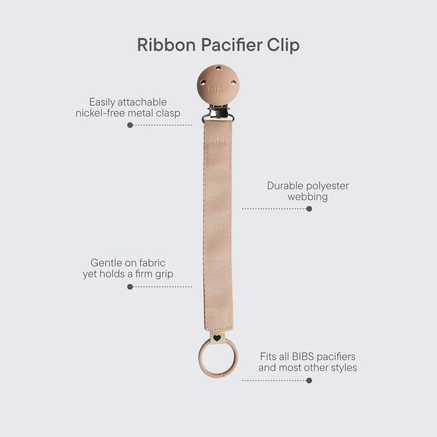 Ruban pour attache-tétine BIBS - Rose poudré