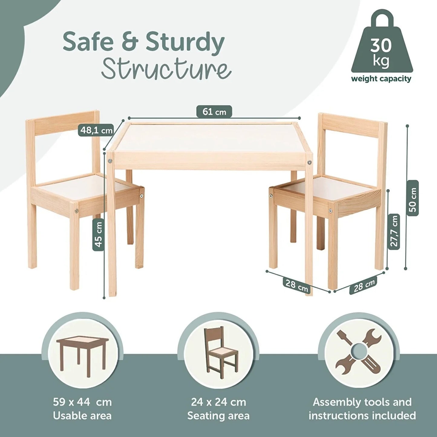 Ensemble table et chaise en bois Montessori pour bébé