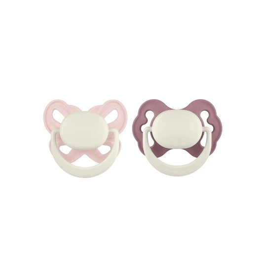 Mooma Clown & Butterfly Soothers 18+ months Pack of 2 - Brownish Purple & Baby Pink