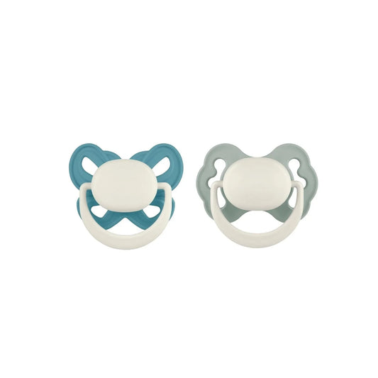 Mooma Clown & Butterfly Soothers 6-18 months Pack of 2 - River Green & Ball Blue