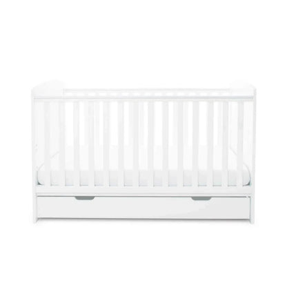 Ickle Bubba Coleby Classic Cot Bed & Under Drawer White - Fibre Mattress