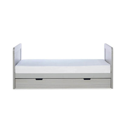 Ickle Bubba Pembrey Cot Bed & Under Drawer Ash Grey - Premium Pocket Sprung Mattress