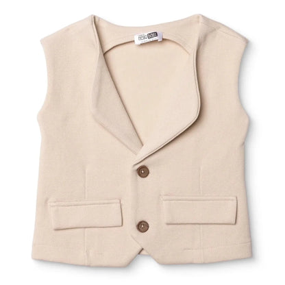 HelloBaby Boys Waistcoat Buttoned Smart Line V-Neck Sleeveless - Ecru