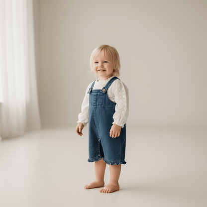 Embroidered Blouse & Denim Dungaree Set - The Little Hive