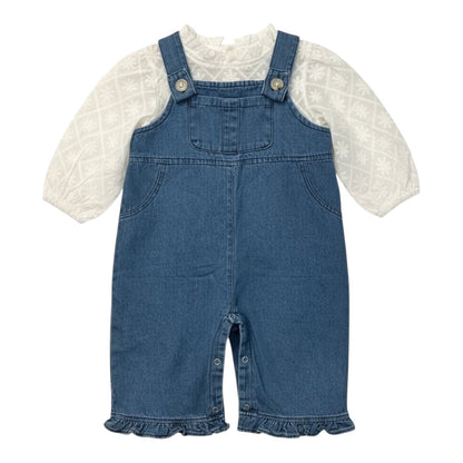 Embroidered Blouse & Denim Dungaree Set - The Little Hive