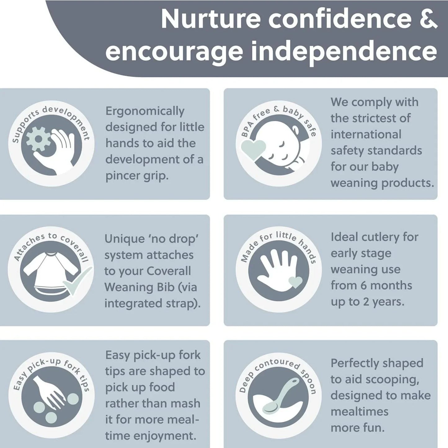 Ensemble de couverts de sevrage Bibado Handi, 6 mois et plus, lot de 2 - Fauve