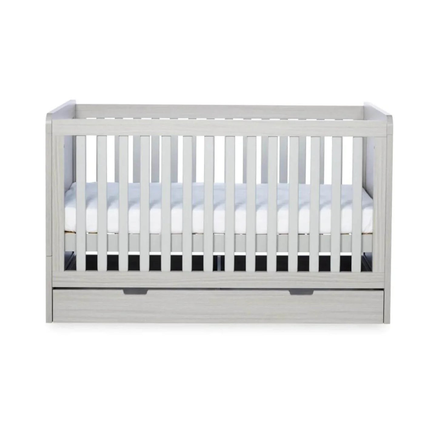Ickle Bubba Pembrey Cot Bed & Under Drawer Ash Grey - Fibre Mattress