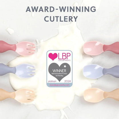 Ensemble de couverts de sevrage Bibado Handi, 6 mois et plus, lot de 2 - Fauve