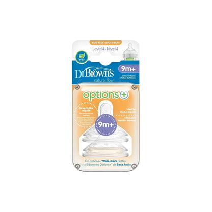 Tétines pour biberon Dr. Brown's Options+, niveau 4, col large, 9 mois et plus, lot de 2