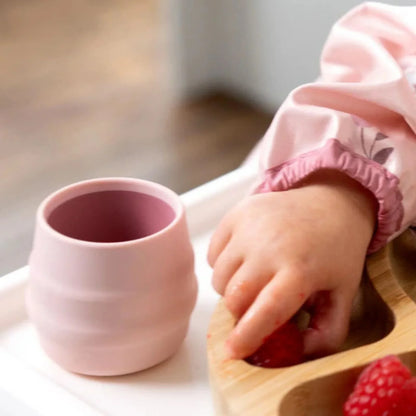 Bibado Sippit Gobelet d'apprentissage ouvert en silicone, 6 mois et plus, lot de 2 - Rose poudré