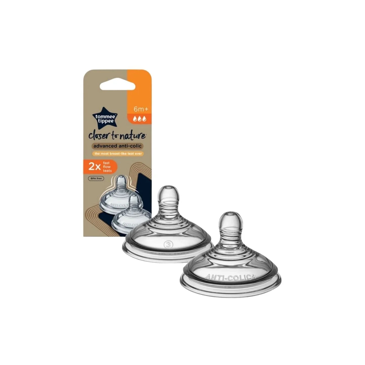 Tétine anti-coliques Tommee Tippee Advanced à débit rapide 6 mois et plus (2 unités)