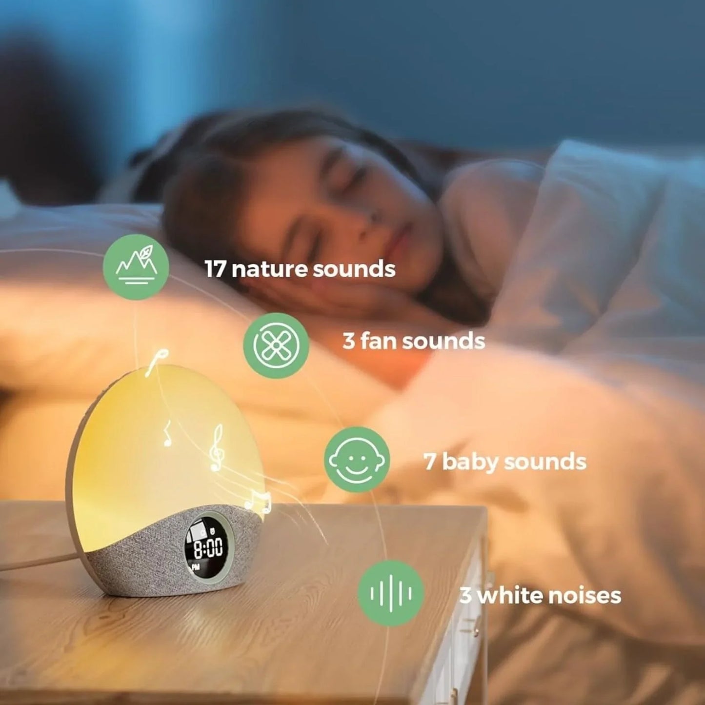 Momcozy Sunrise Echo Sound Machine Nightlight & Alarm Clock