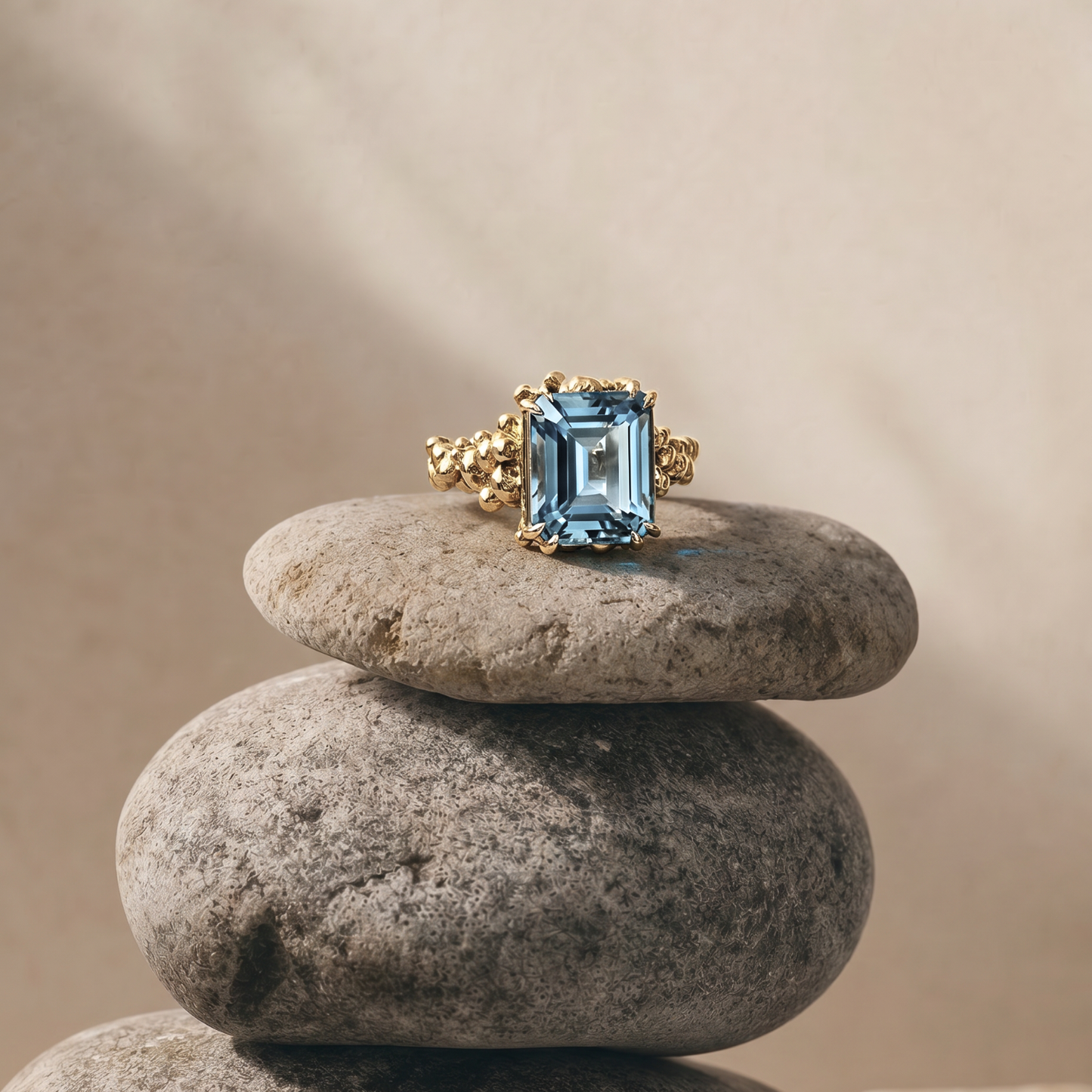 Gold or Silver Sky Blue Topaz Ring - Aurelia