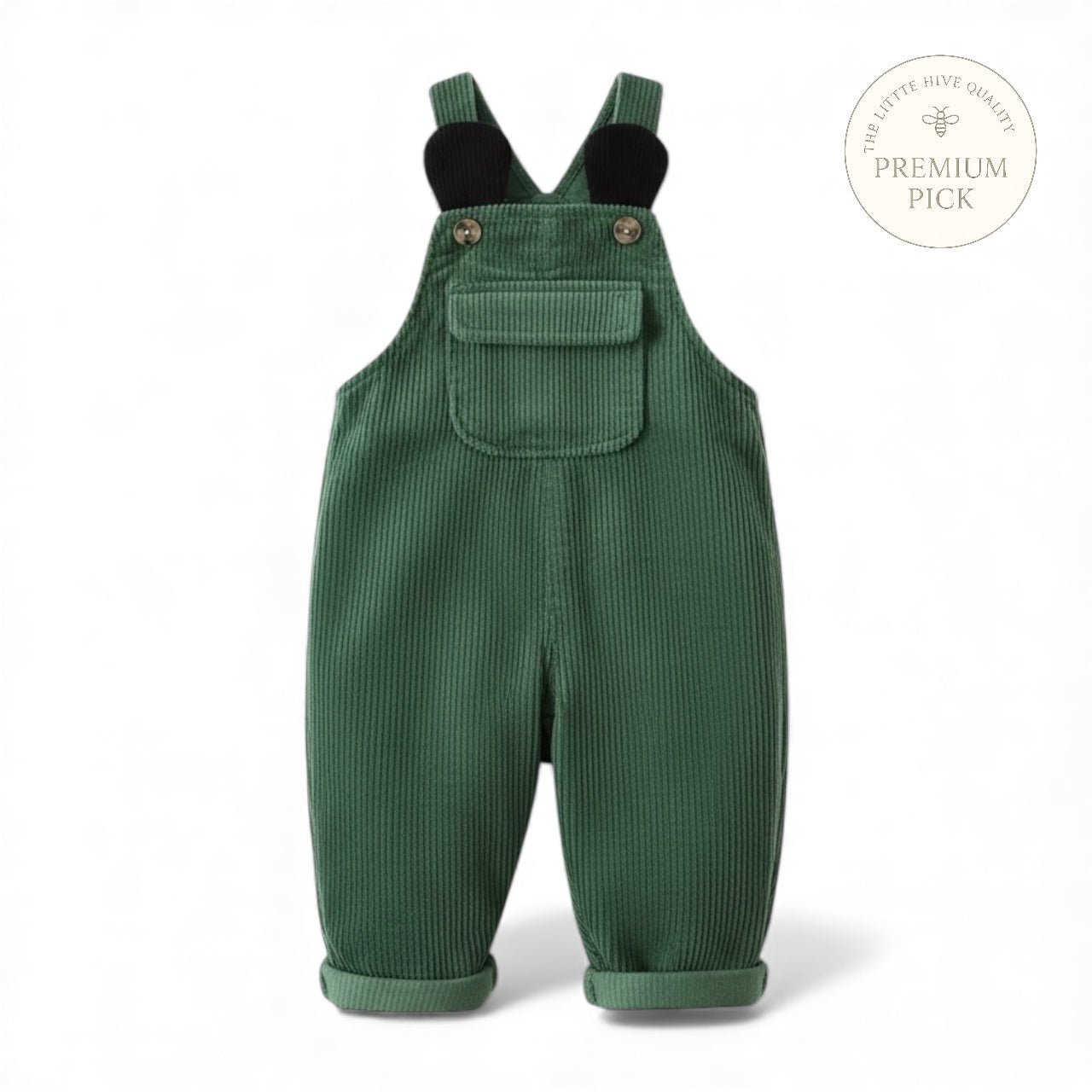 Green Corduroy Dungarees with Ear Detail - The Little Hive