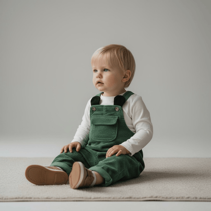 Green Corduroy Dungarees with Ear Detail - The Little Hive