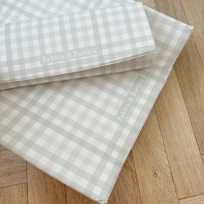 Anti-Roll Wedge Changing Mat - Sage Green Gingham