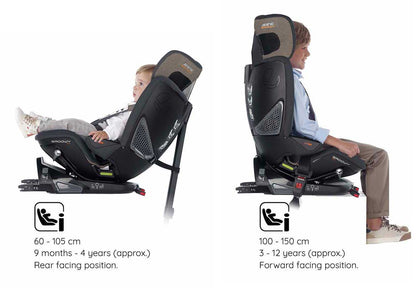 Jane Groowy + Nest i-Size Car Seat Combination 40-150cm, 0-12 Years, Matt Black