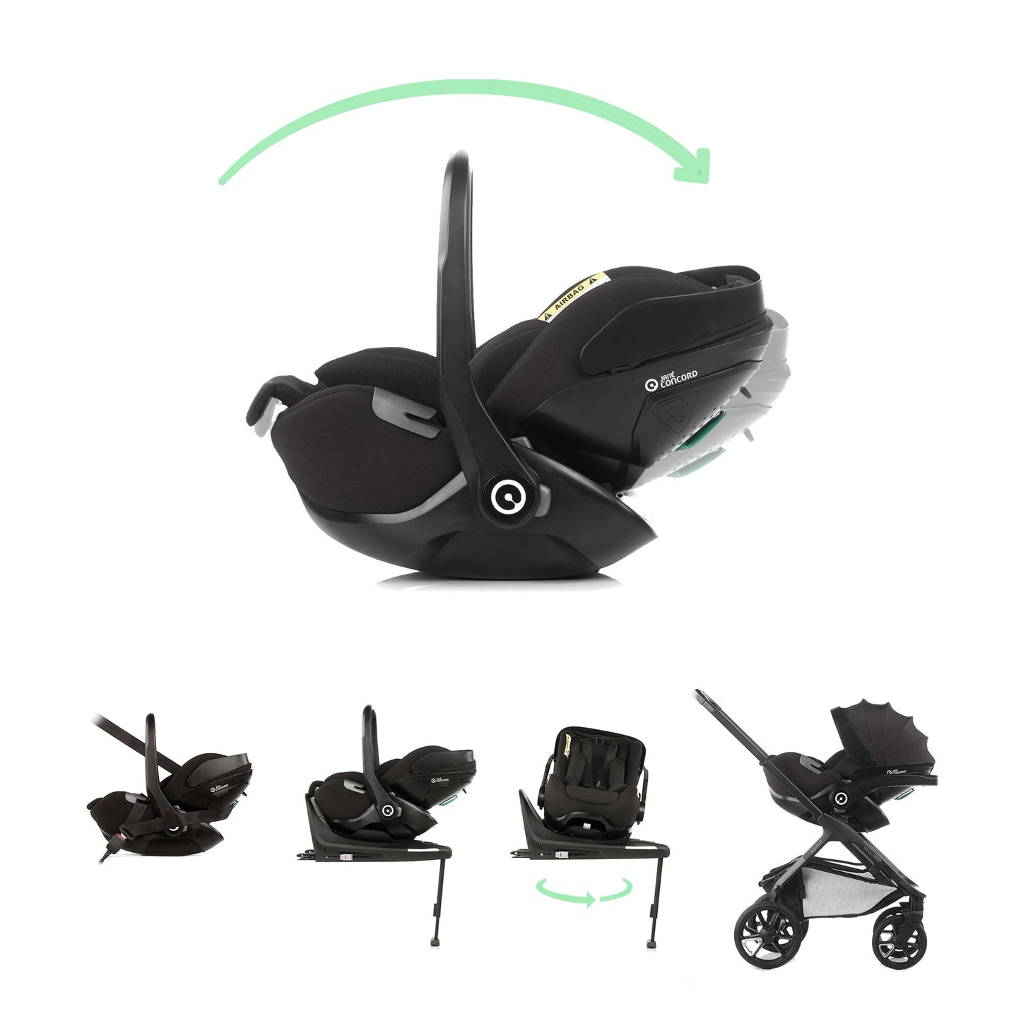 Jane Keep Pushchair + Kombibaby Lie-Flat 360 Car Seat Travel System