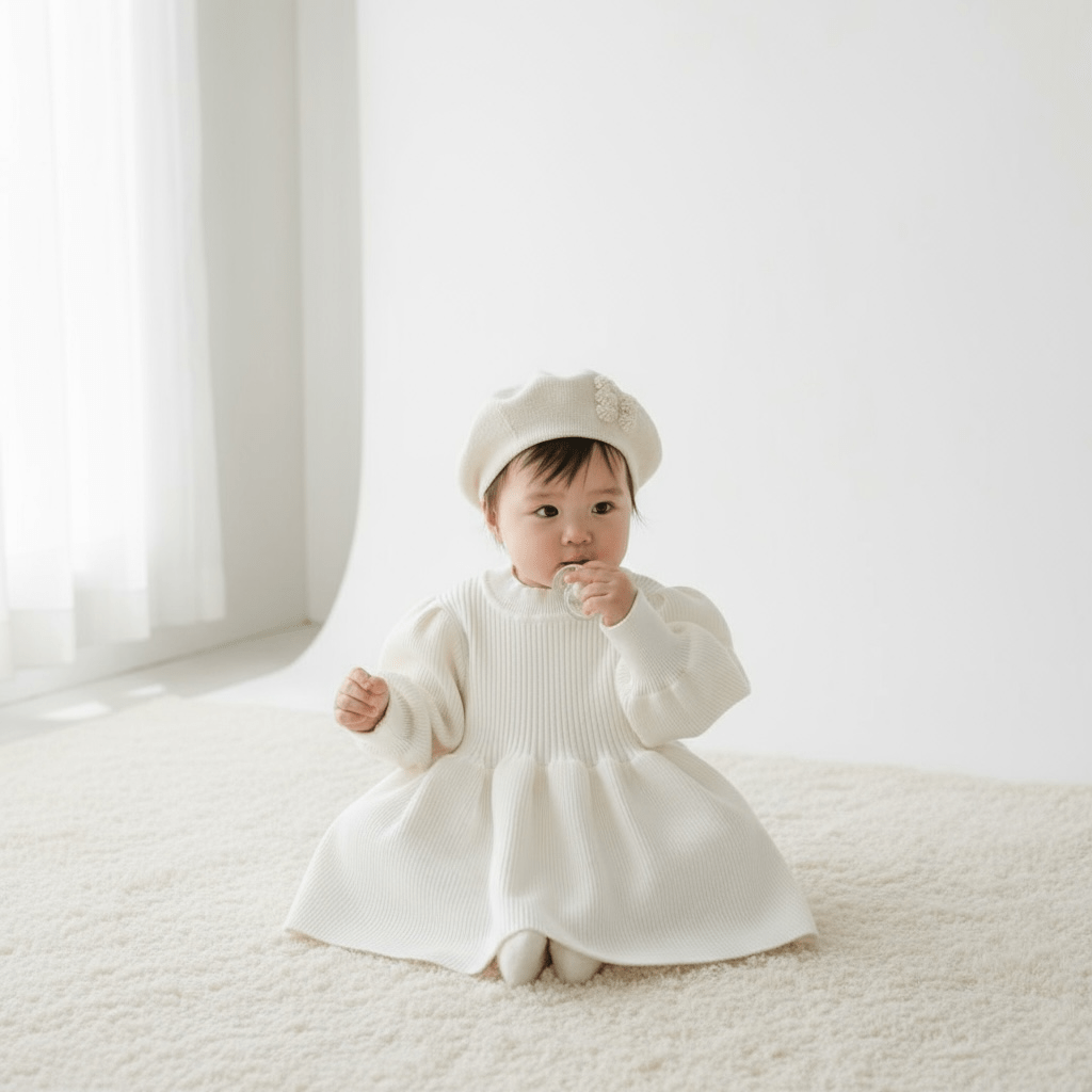 Knitted Lantern Sleeve Dress - The Little Hive