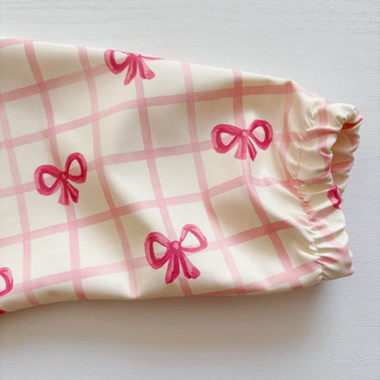 Long Sleeved Baby Bib - Pink Bow