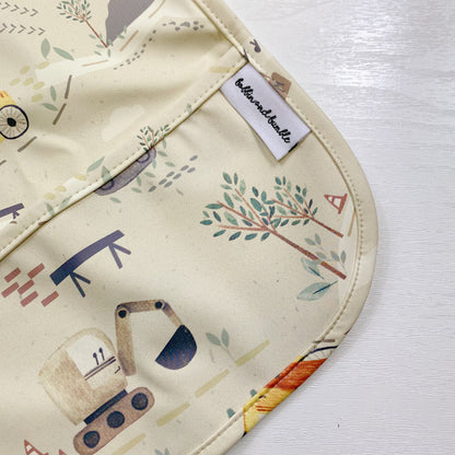 Long Sleeved Baby Bib - Digger Land Print