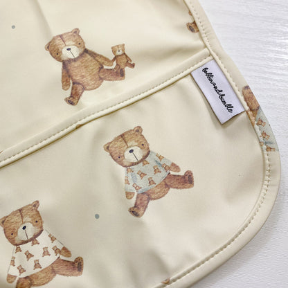 Long Sleeved Baby Bib - Teddy Bear Print