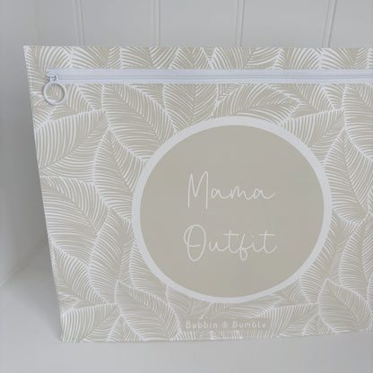 Hospital Bag Organiser Pouches - Unisex Beige Leaf Print