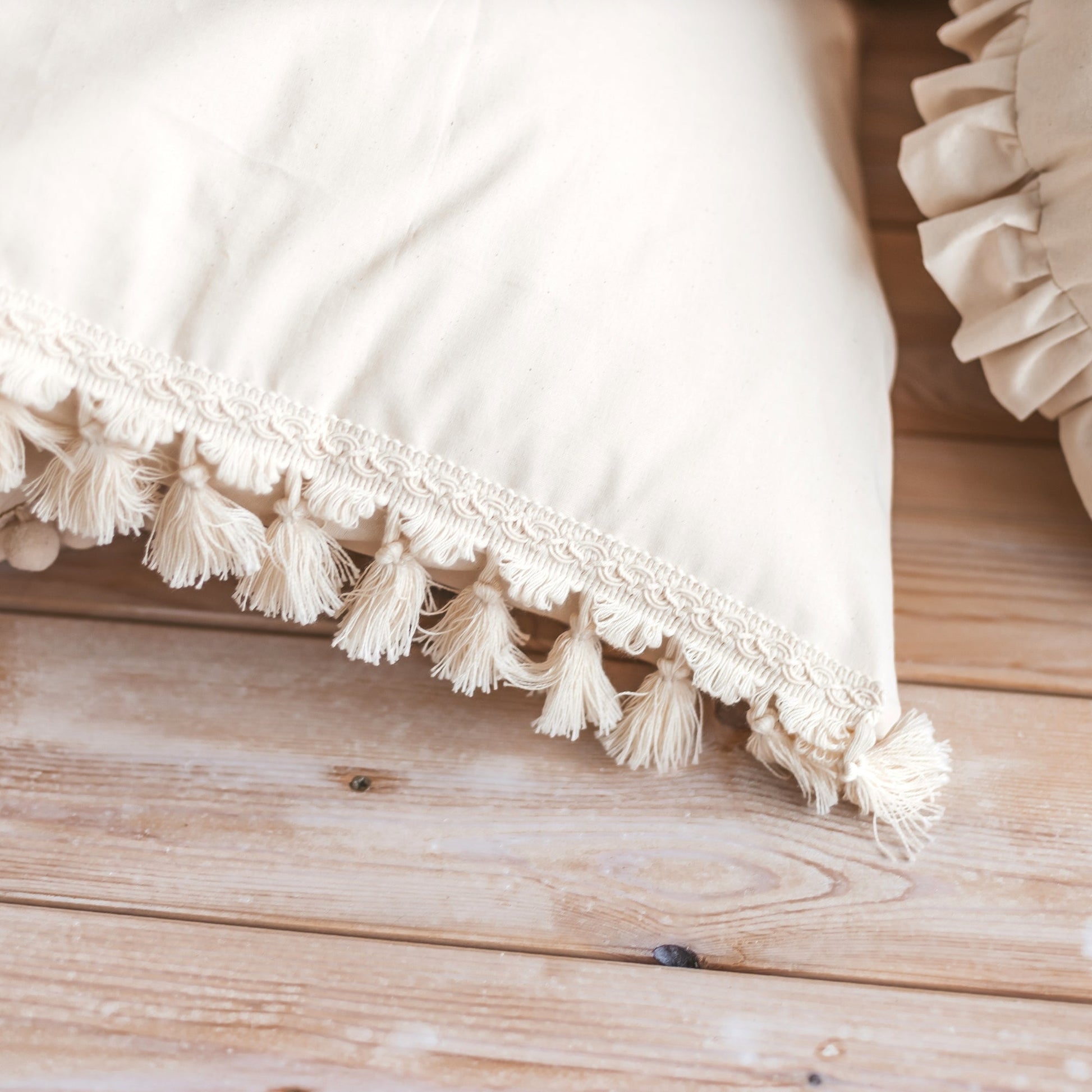 Minicamp | Decorative Cushion with Tassel Decor in Ecru - The Little Hive