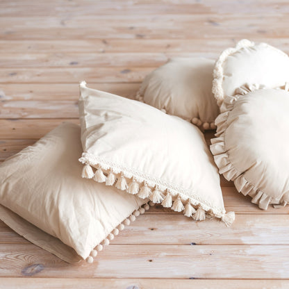 Minicamp | Decorative Cushion with Tassel Decor in Ecru - The Little Hive